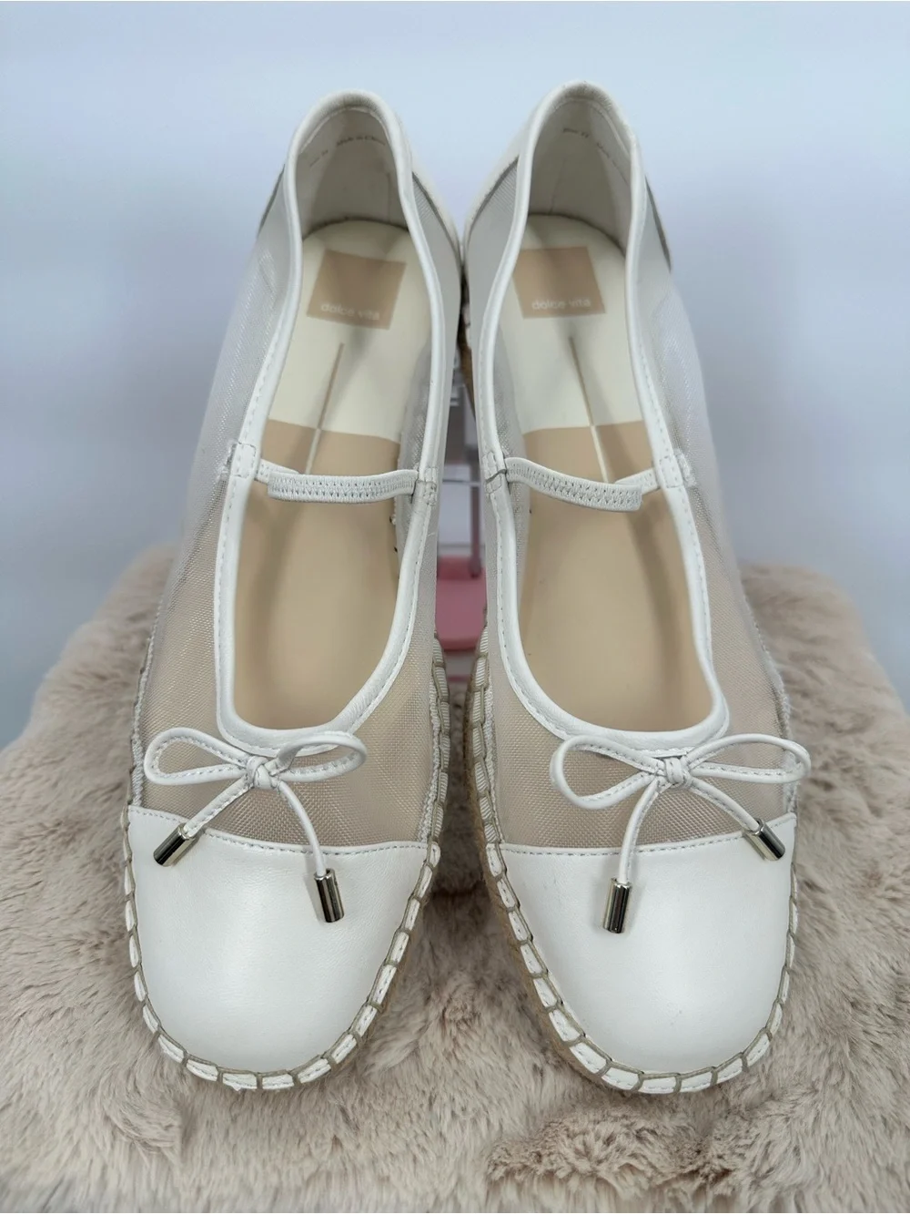 DOLCE VITA Cambre Ballet Flats White Mesh Classic Espadrille